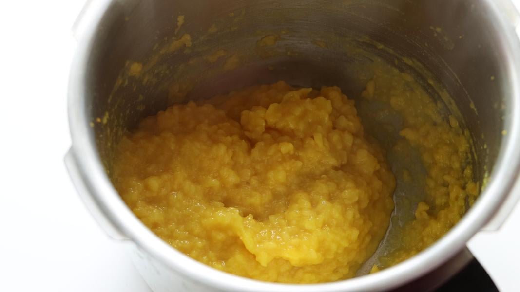 cooked and mashed moong dal in a pressure cooker