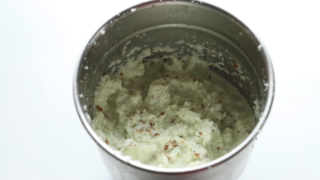 coconut-spice paste in a blender jar