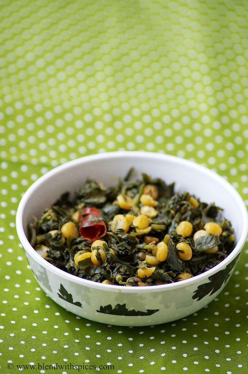 Ponnaganti Aaku Senagapappu Fry / Water Amaranth Leaves & Bengal Gram