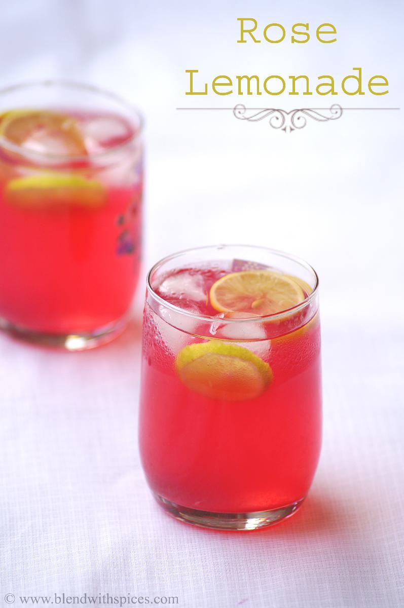 two glasses of rooh afza lemon sharbat