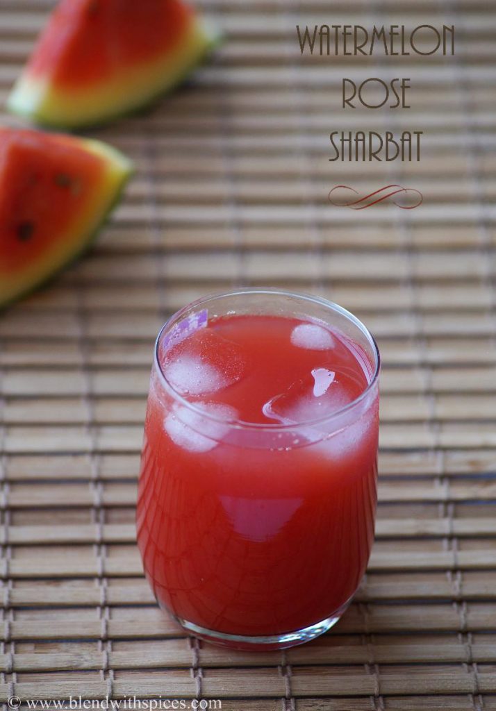 watermelon rooh afza drink recipe, rooh afza recipes, watermelon recipes, summer drinks, Indian summer drink recipes