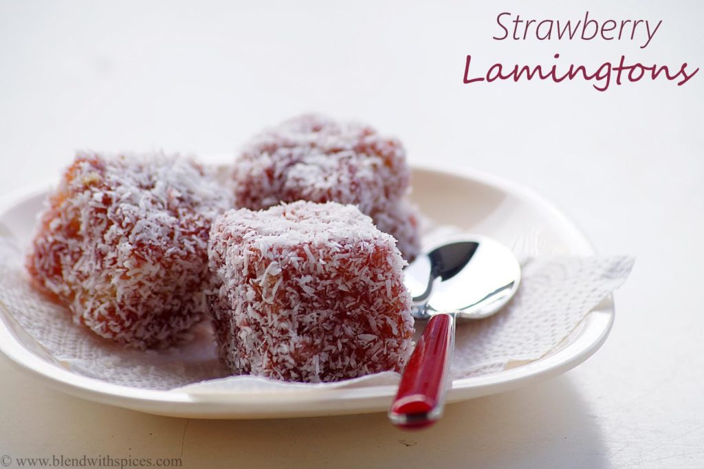 pink lamingtons recipe, how to make eggless lamingtons recipe, valentines day desserts recipes
