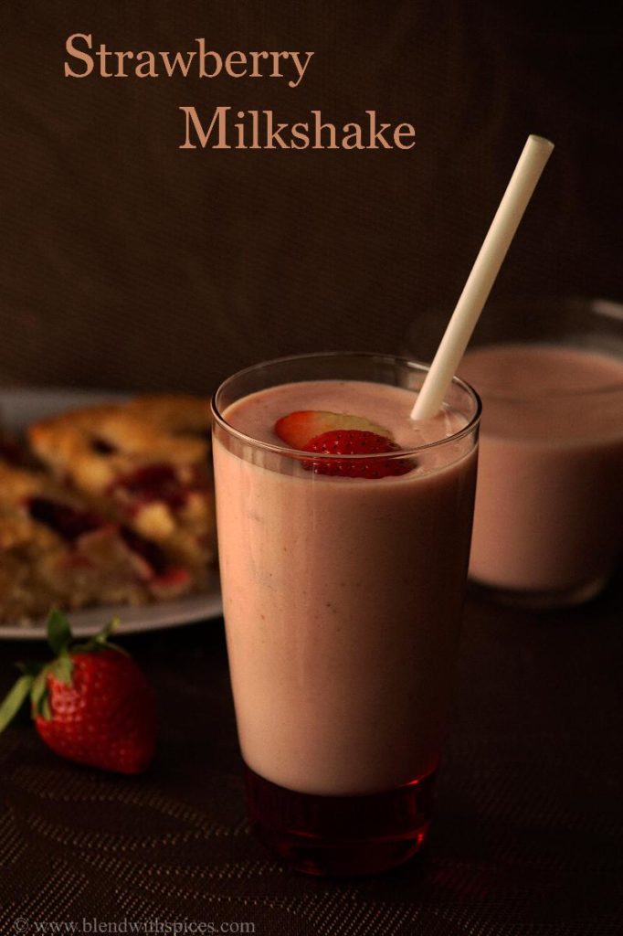 easy strawberry milkshake recipe without ice cream, summer milkshake recipes | blendwithspices.com