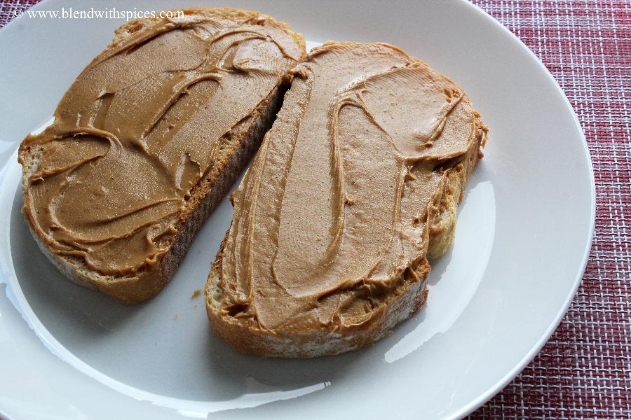 bread slices with a thick layer of peanut butter