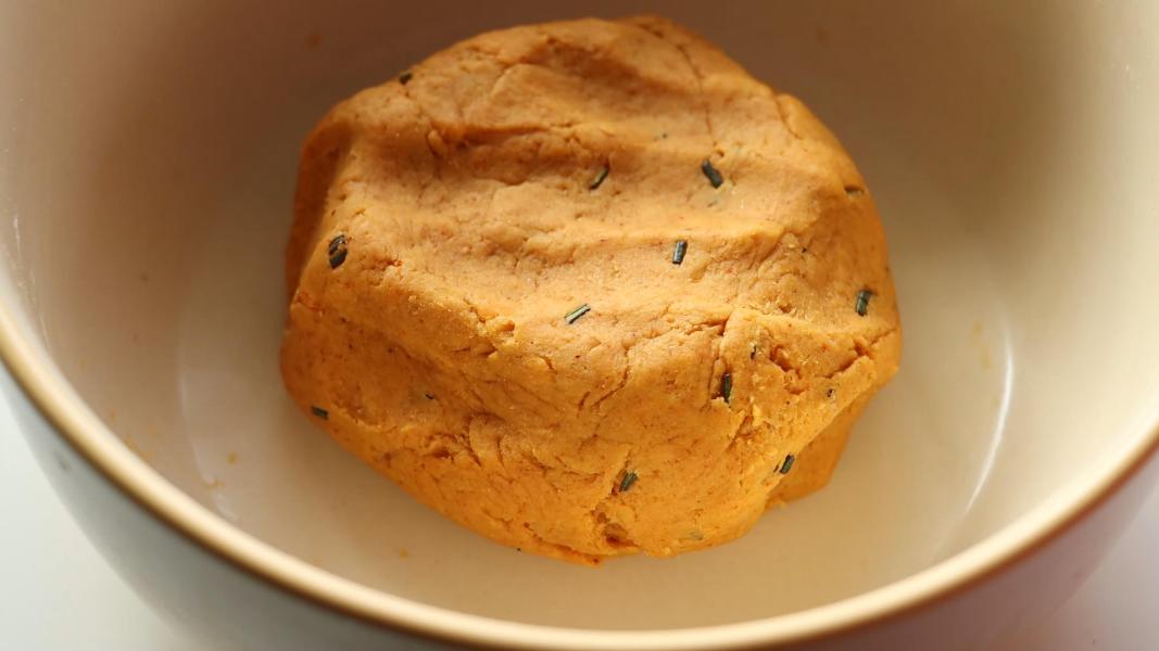 Kneaded dough placed in a bowl.